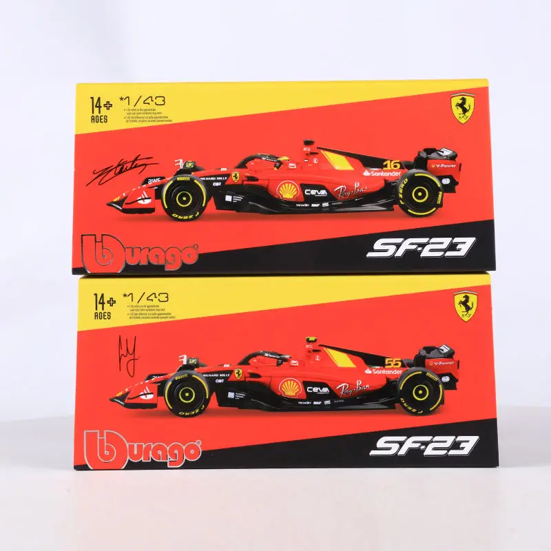 Bburago-Jouet de véhicule à moteur en alliage moulé sous pression, Ferrari F1, SF23, #16, #55, 1:43, modèle en métal, cadeaux