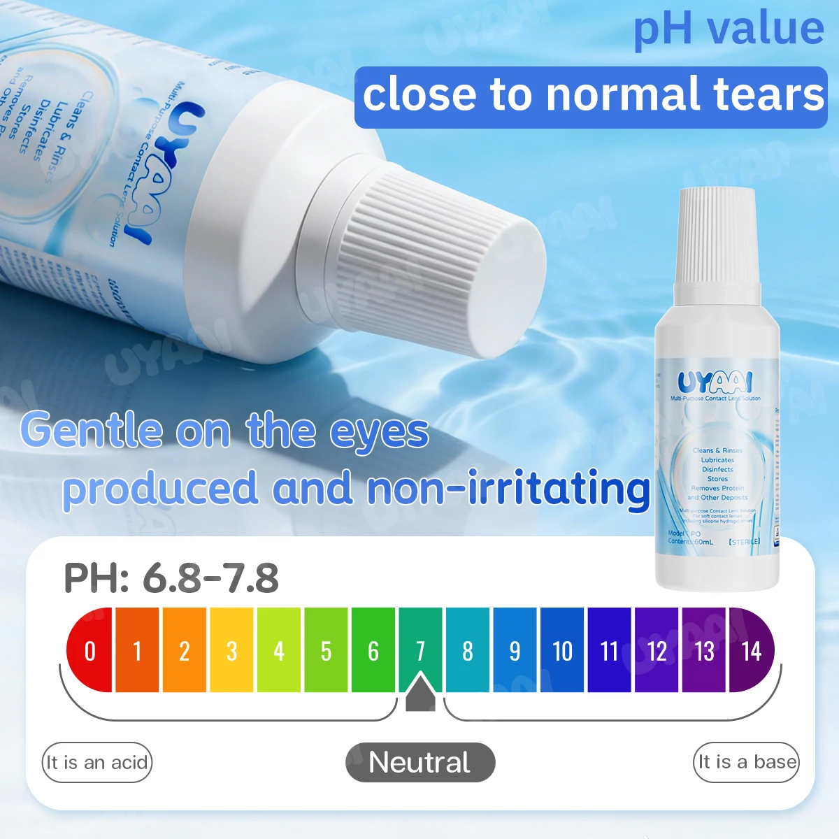 UYAAI ICE COOL 60ml Lenses Solution Nursing for Eyes Contact Lenses Solution Liquid Pupil Cleaning Health Care