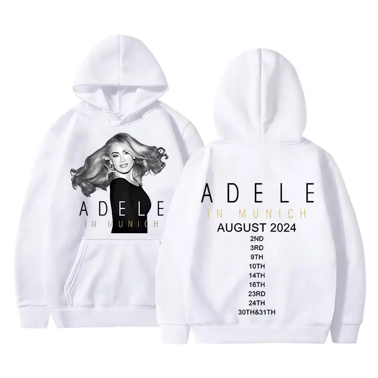 Popular Singer Adele in Munich Tour August 2024 Hoodie Men Women Fashion Oversized Sweatshirt Man Casual Fleece Cotton Hoodies