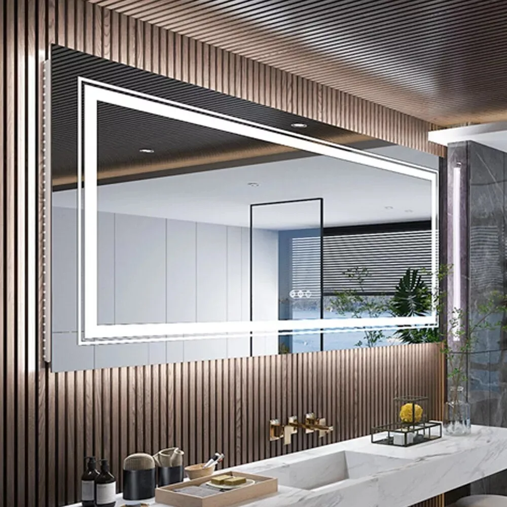 

Зеркало для ванной 24x48 дюймов со светодиодной подсветкой, 3 цвета, память настройки