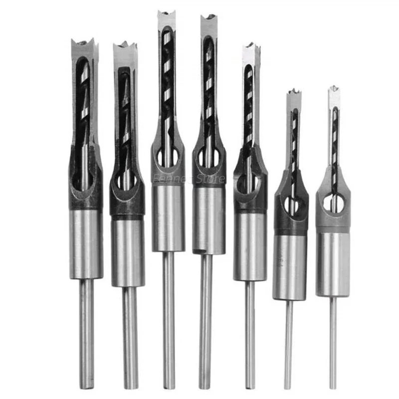 Set di punte da trapano quadrate per la lavorazione del legno punta da trapano elicoidale s sega a tazza mortasatrice scalpello Set di utensili per punte a coclea sega estesa punta da trapano per carotiere