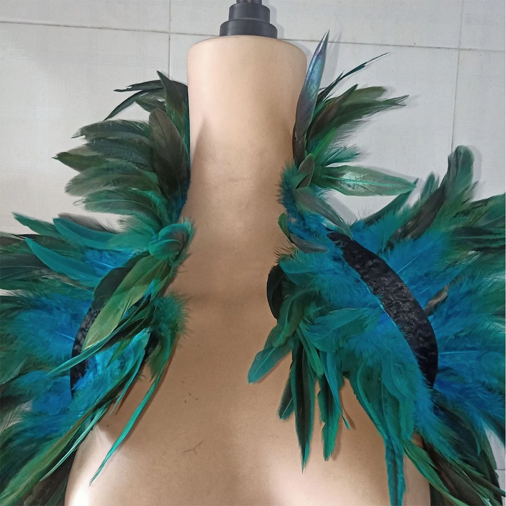 Halloween Feather Shrug Shawl Gothic Punk Feather Cape Natural Feather Shrug Shawl Women Cosplay Stage Show Party Club Costume