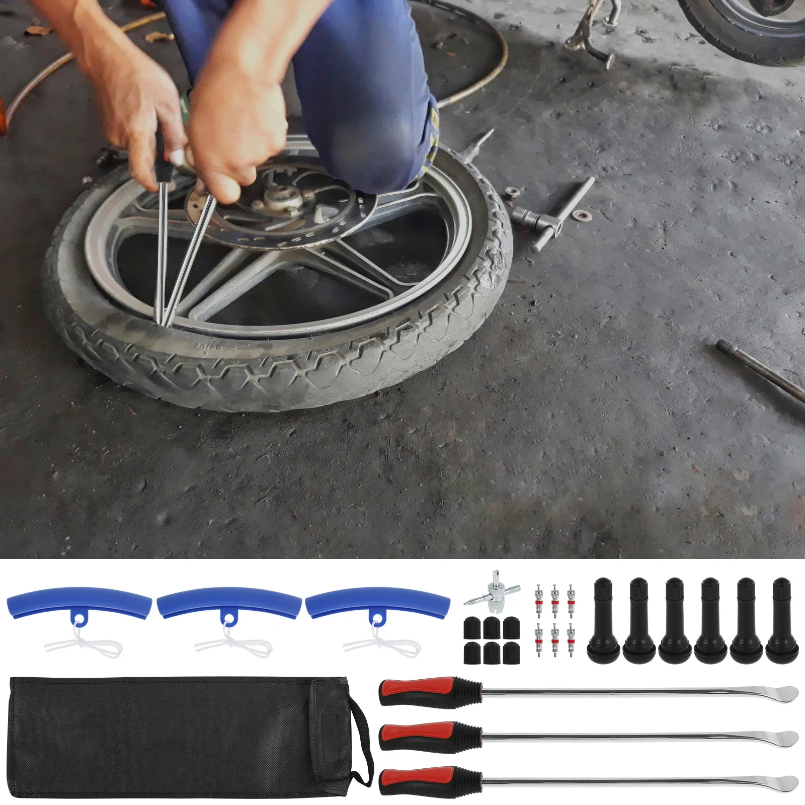 

Tire Spoons Set Steel Tire Changing Tool Motorcycle Tire Changer Tire Removal Tool Rustproof Tire Spoon Levers Tire Changer Kit