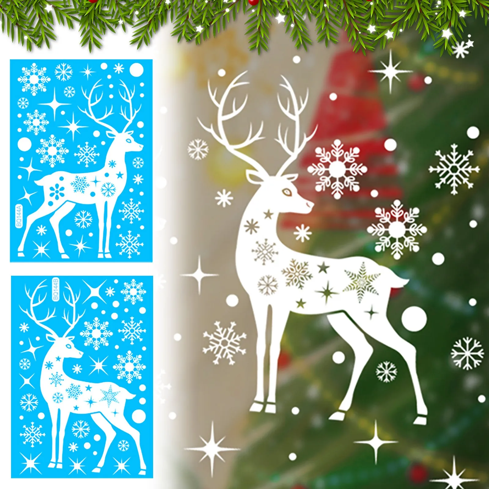 Christmas Wall Elk Stickers Decor Shopping Mall Window Stickers Children's Room Stickers Wall Stickers Set Christmas Decoration