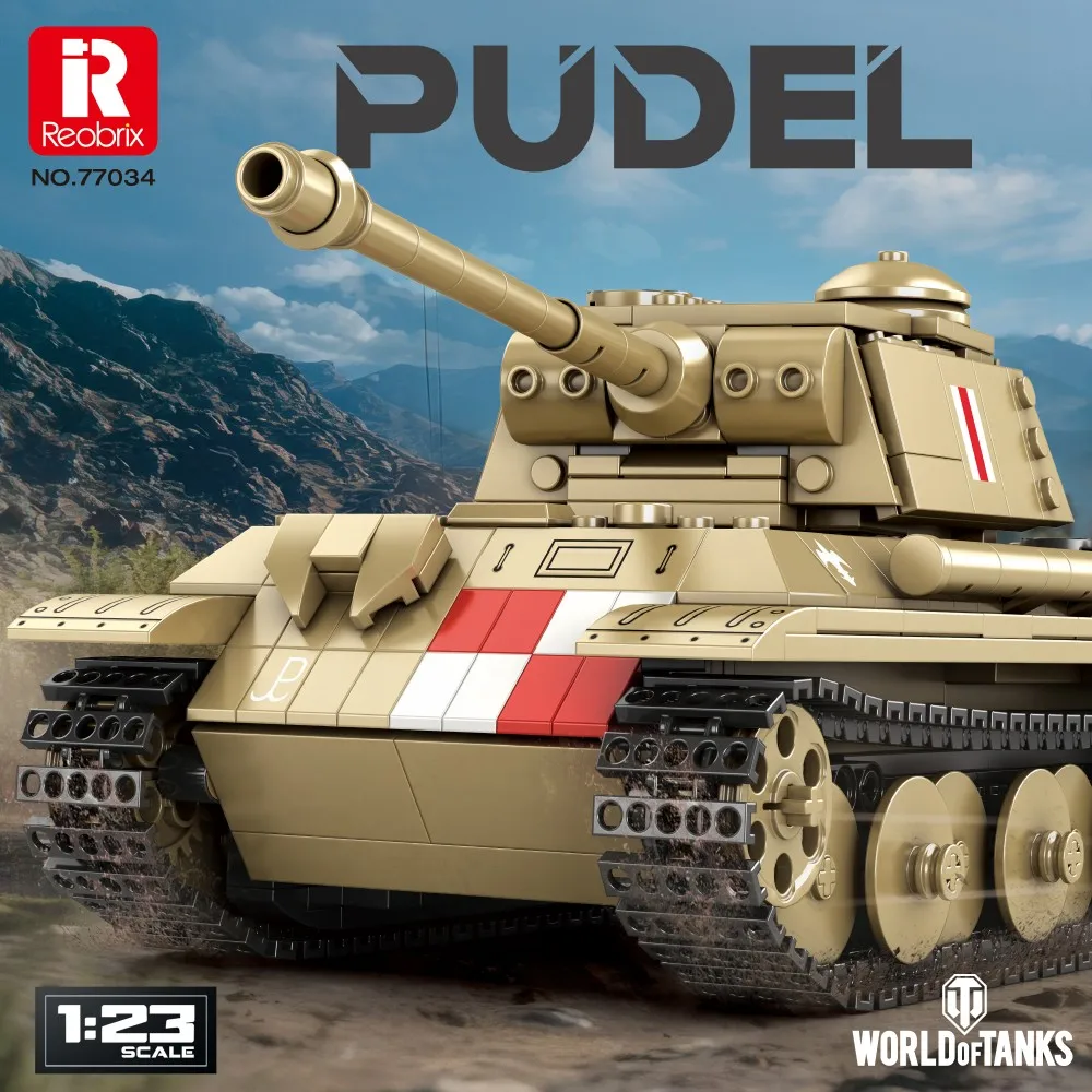 

969PCS Pudel Tank Building Blocks 1:23 Scale 360 Turret Military World of Tanks Series Model Bricks Kids Toys Holiday Gifts