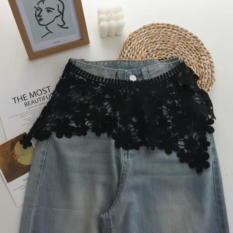 Spitzen-Hohlhaken-Imitatkragen, gestrickter Schal, Damen-Schultertuch, Dekor-Lätzchen für Kleider, Oberbekleidung, Outfit – Detail 7