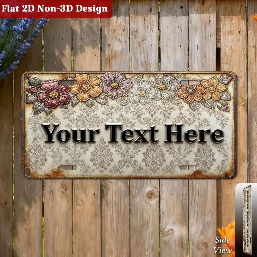 15×30CM Retro Antique Multi Tone Floral Aluminum Plaque Personalized Custom Text Rust Waterproof Porch Cottage Decor 1pc Only De