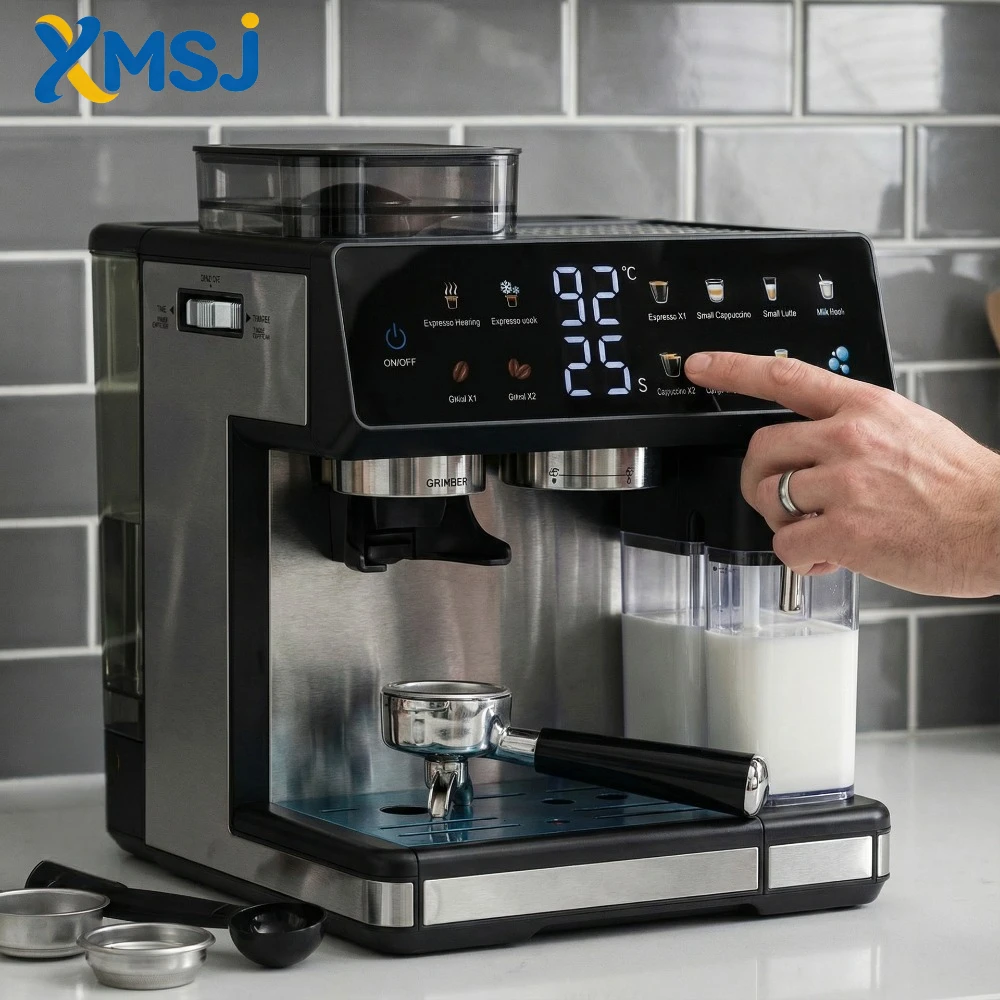 Hochwertige Halbautomatische Edelstahl-Espressomaschine mit Heißwassersystem für Cappuccino und Kaffee