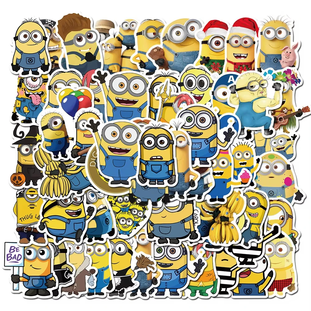 Desenhos animados The Minions Graffiti adesivos, DIY, carro, bagagem, laptop, skate, presente, jornal, brinquedos, atacado, 50pcs