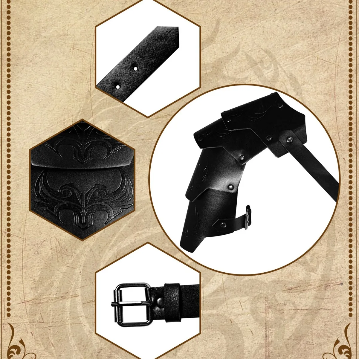 中世バイキング騎士ショルダーポールドロン Pu レザーショルダーカバーケープ鎧スチームパンクルネッサンスロールプレイコスプレアクセサリー