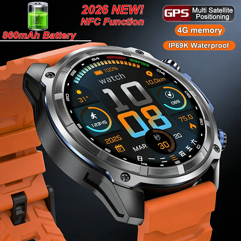 

New Offline Map GPS Military Outdoor Sports Smartwatch 4G Memory MP3/MP4 Player Bluetooth Call Heart Rate Detection Smart Watch