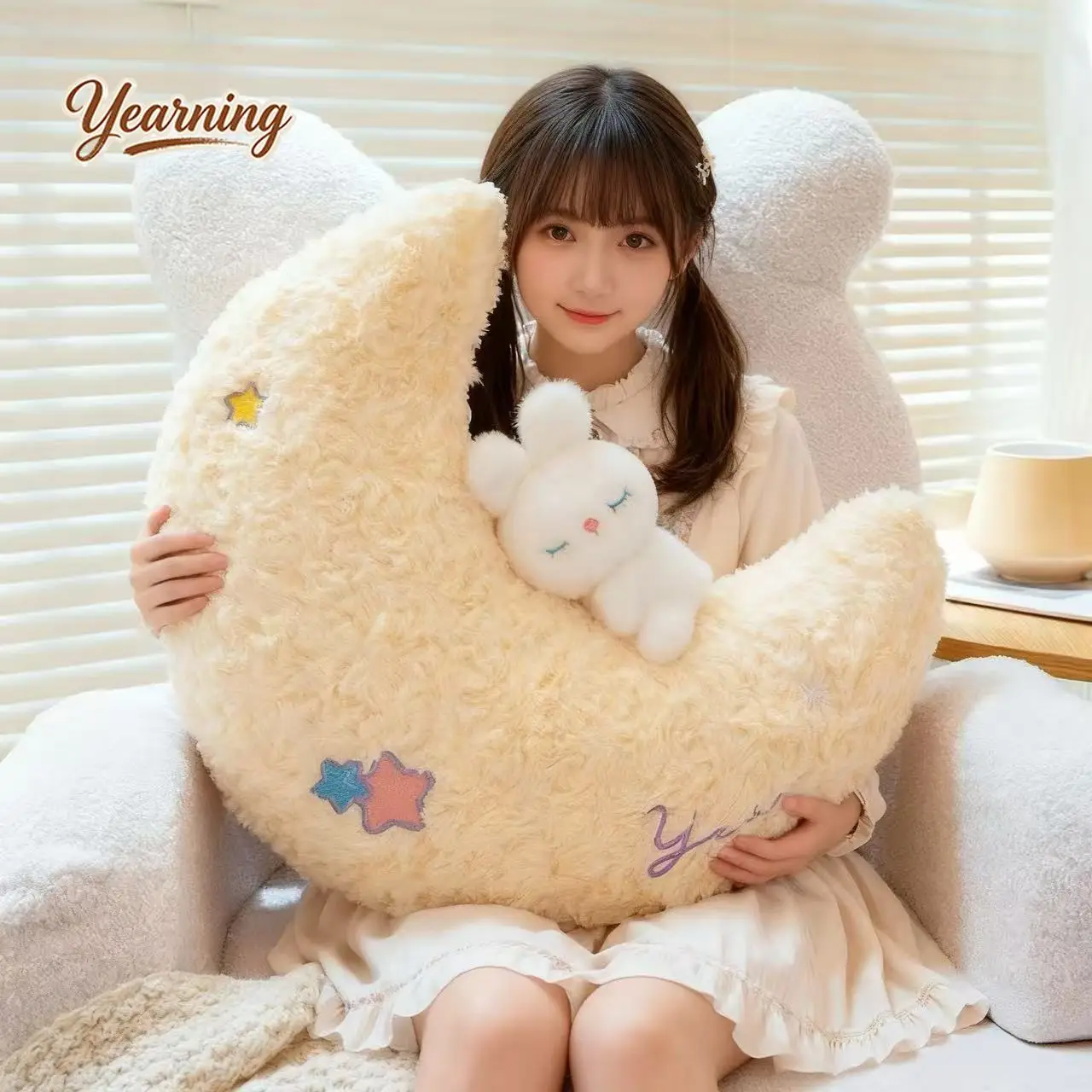 

Cute Star Moon Plush Pillow Soft Cushion for Sofa Bedroom Bedside Home Decor
