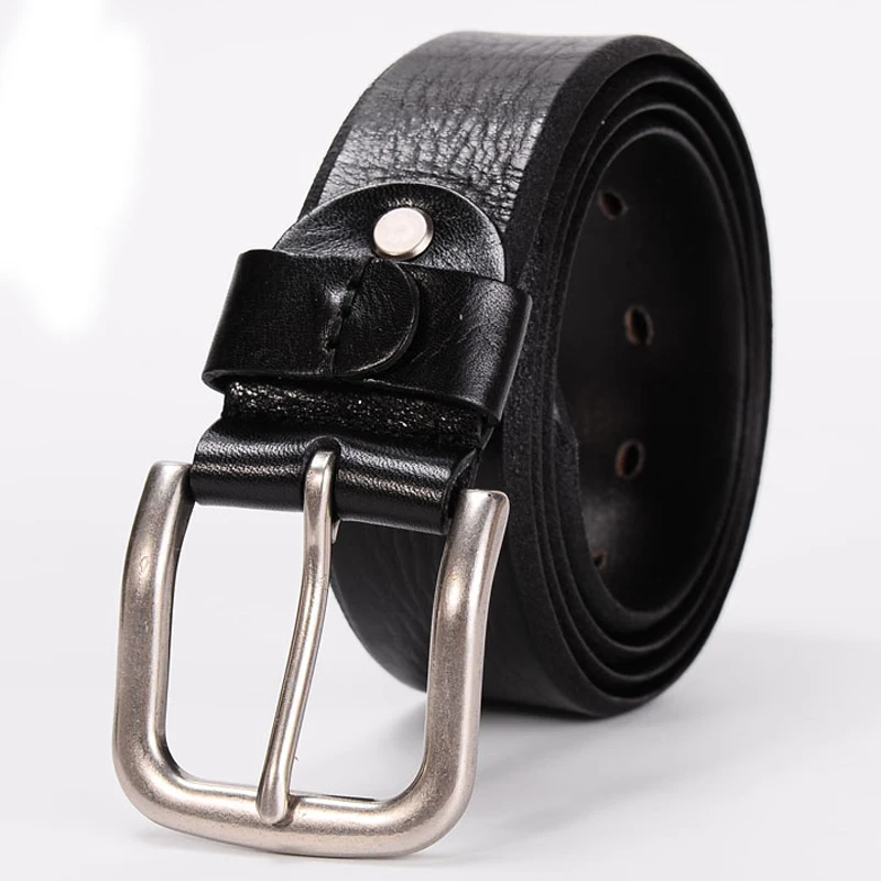 3.7CM Top Cowhide Belt Men Copper Buckle Top Genuine Leather Casual Jeans Belt High Quality All-match  Retro personal Male Strap