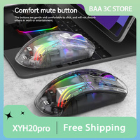 XUNSVFOX XYH20pro Transparent Gaming Mouse Wireless Bluetooth Three Mode RGB Rechargeable Ergonomic Mute Mouse PC Accessories