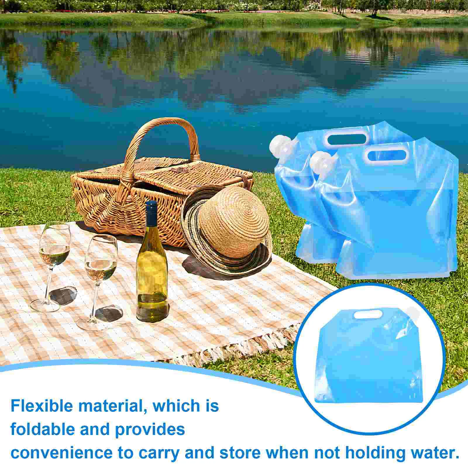 4 Pcs Portable Kettle Water Outdoor Carrier Foldable Folding Bag Freezable Container Travel