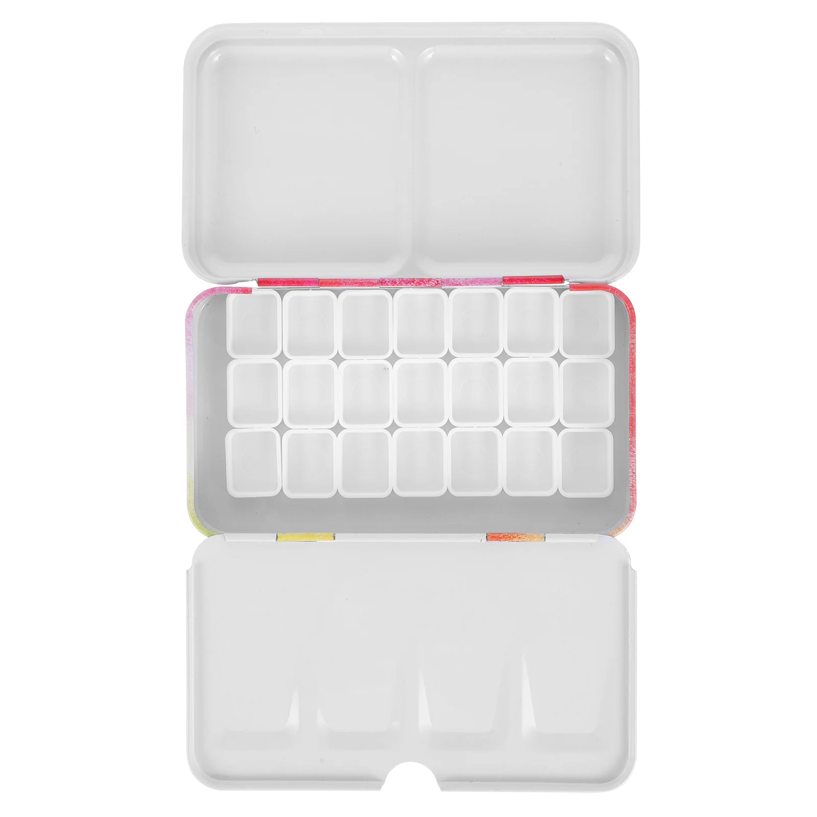 

1Set Watercolor Tin Iron Storage Box Rectangular Durable Empty Plastic Pans Color Mixing Palette for Artists Students