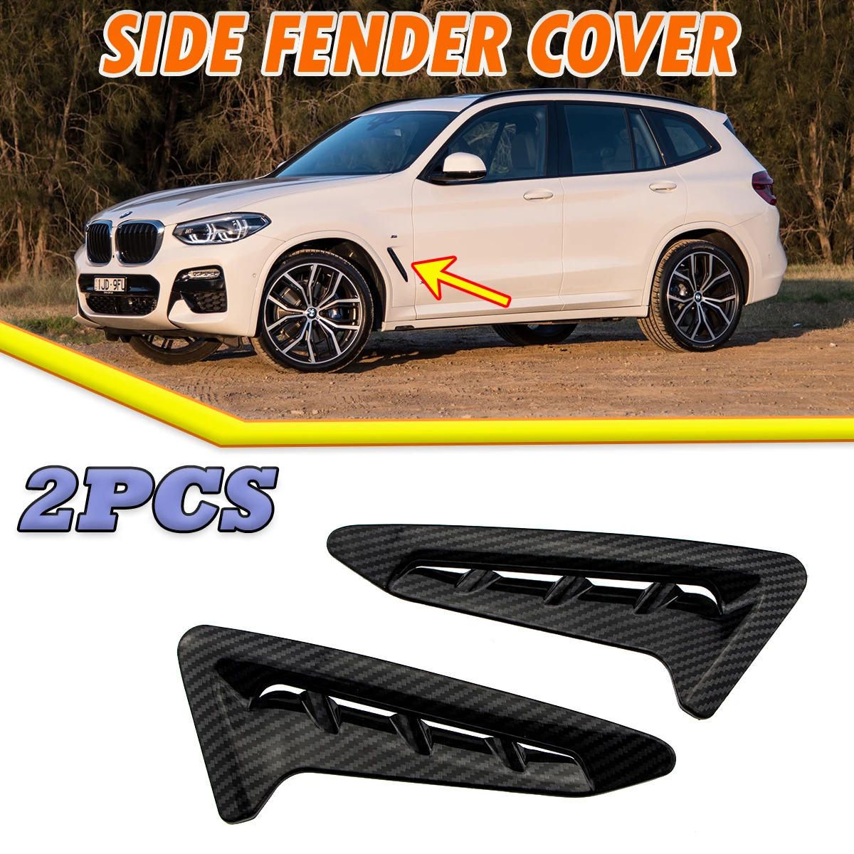 ABS 2Pcs Car Front Fender Side Air Vent Cover Trim For BMW X3 X4 G01 G02 2018 2019 2020 2021 Shark Gills Side Vent Sticker