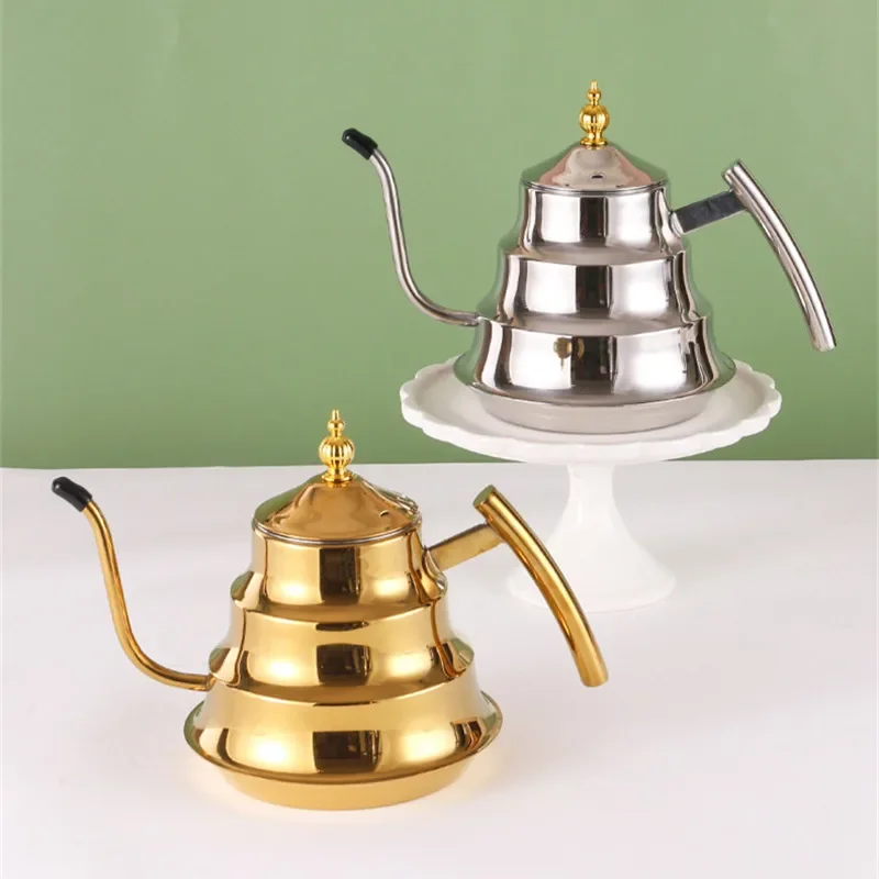 NEW Stainless Steel Tea Kettle Teapot With Filter 1.2L for Kitchen Camping Metal Infuser Teapot Water Coffee Pot