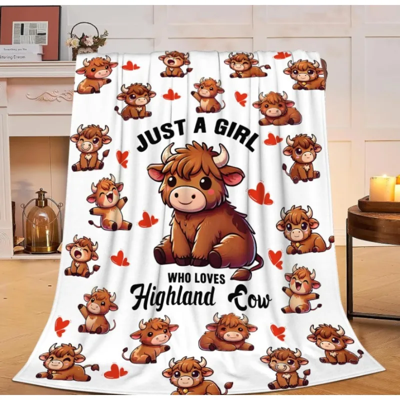 ผ้าห่มลายวัวชนบทสุดน่ารัก ผ้าห่มกำมะหยี่เนื้อนุ่มสำหรับวัยรุ่น เด็กชาย เด็กหญิง ผู้ใหญ่ ผู้หญิง เหมาะสำหรับการเดินทาง