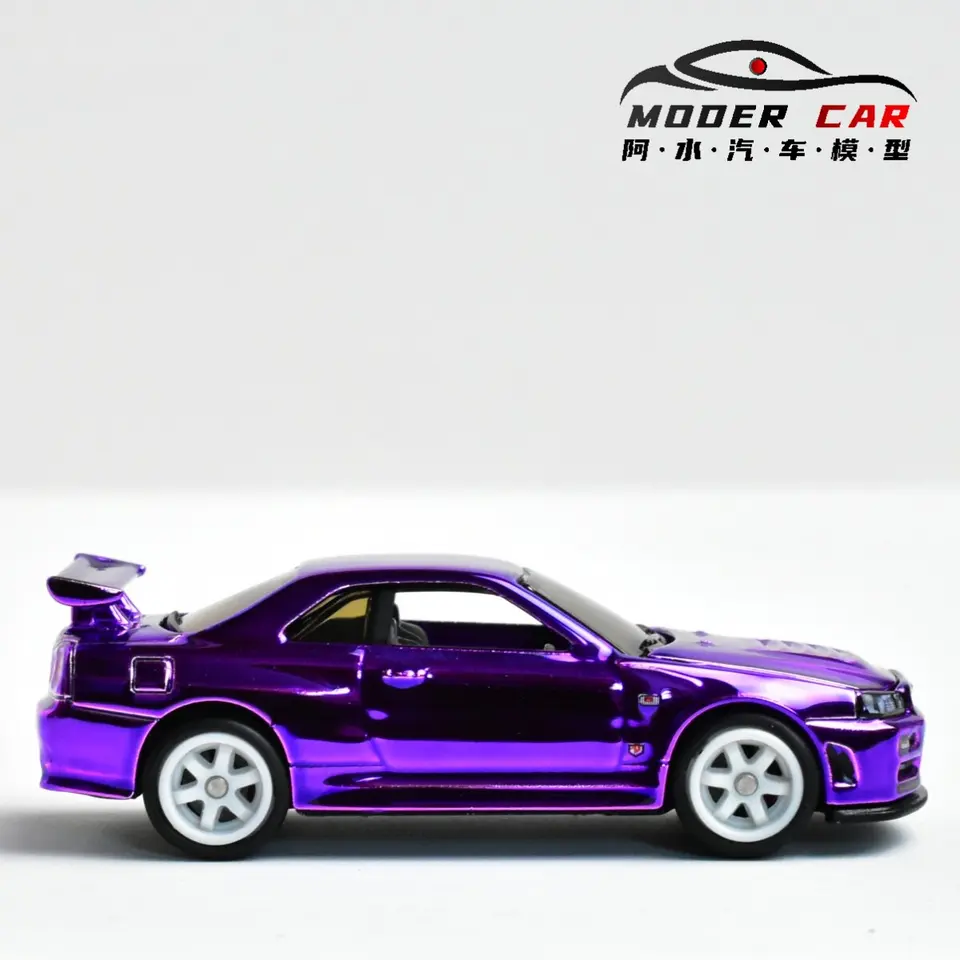 ZZC 1:64 GTR R34 Electroplated Purple Diecast Model Car