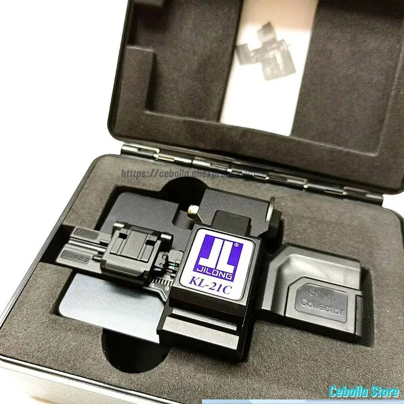 

JILONG Optical Fiber Cleaver Upgraded KL-21C High Precision Auto Offcut Bin Cable Cutter 48000 Times Blade Life