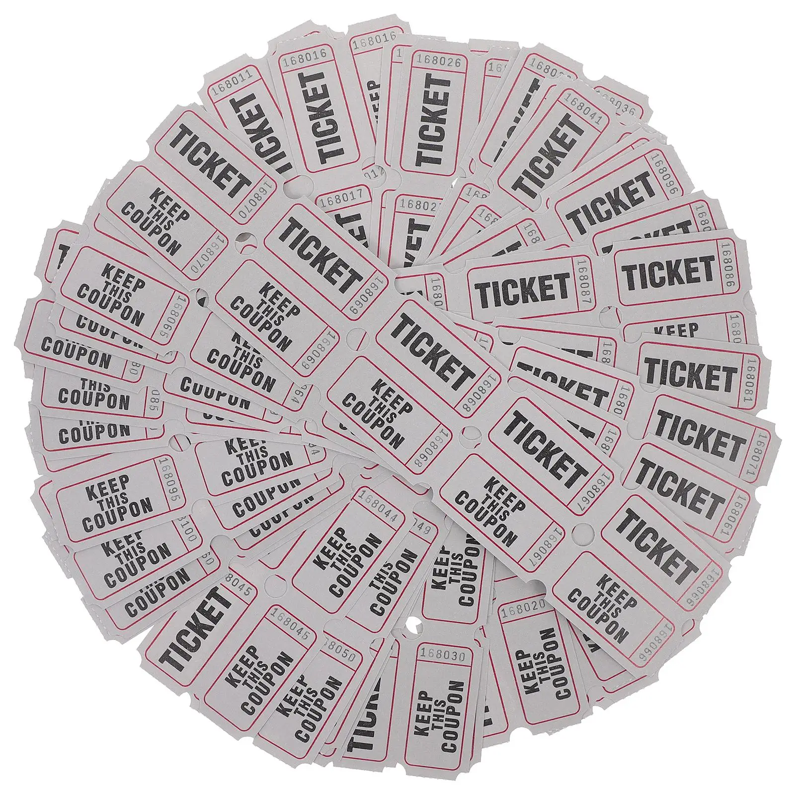 

100 Pcs Raffle Tickets Grey Lottery Event Festival Party Bulk Double Entrance Decorations Concert Paper Tickets