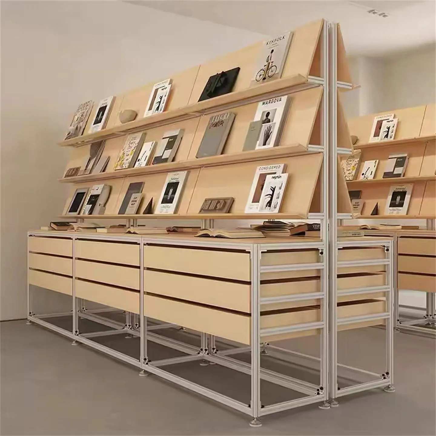 Aluminum profile marine panel display cabinet Product display cabinet Merchandise sample Tile oblique display shelf Shelf