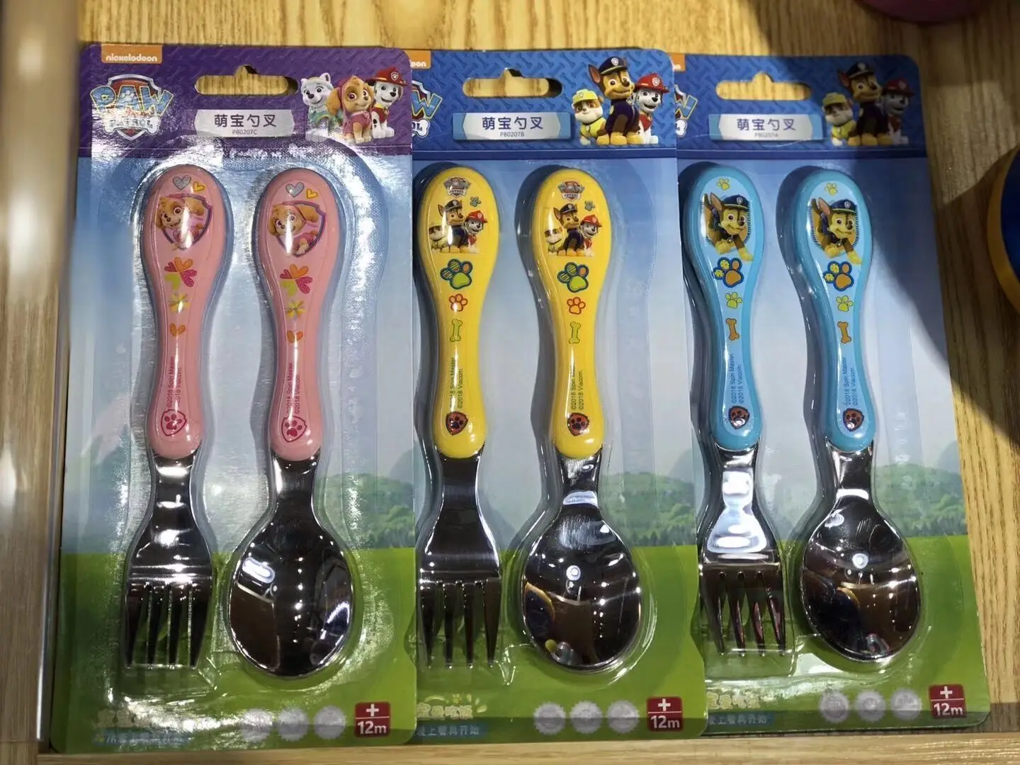 OPP Bag Genuine PAW Patrol 2pcs Cartoon Kids Spoon Fork Set Dessert CHASE SKYE Baby Gadgets Feed Kid Children\'s Cutlery Toy Doll