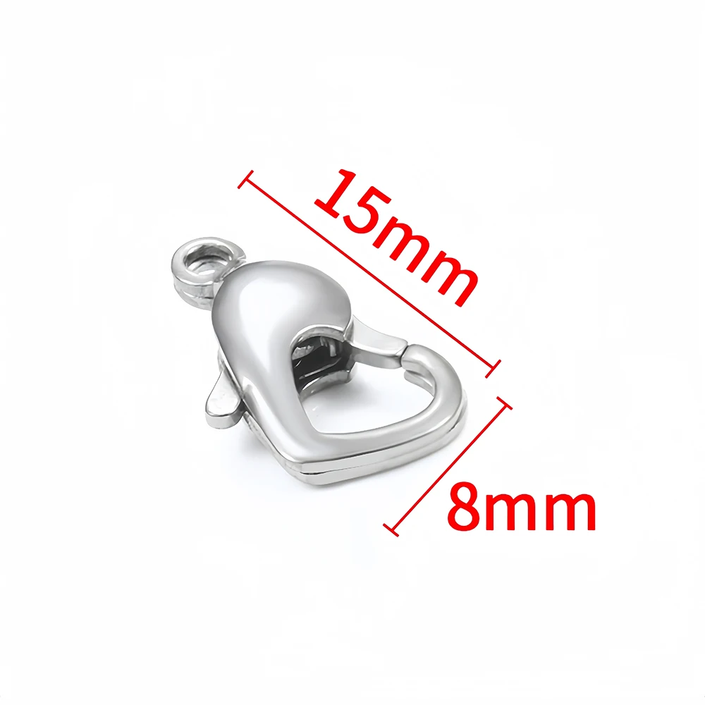 Edelstahl-Hummerklammern, Hakenverbinder in Herzform für DIY-Schmuck, Halsketten, Armbänder, Zubehör und Accessoires – Detail 11