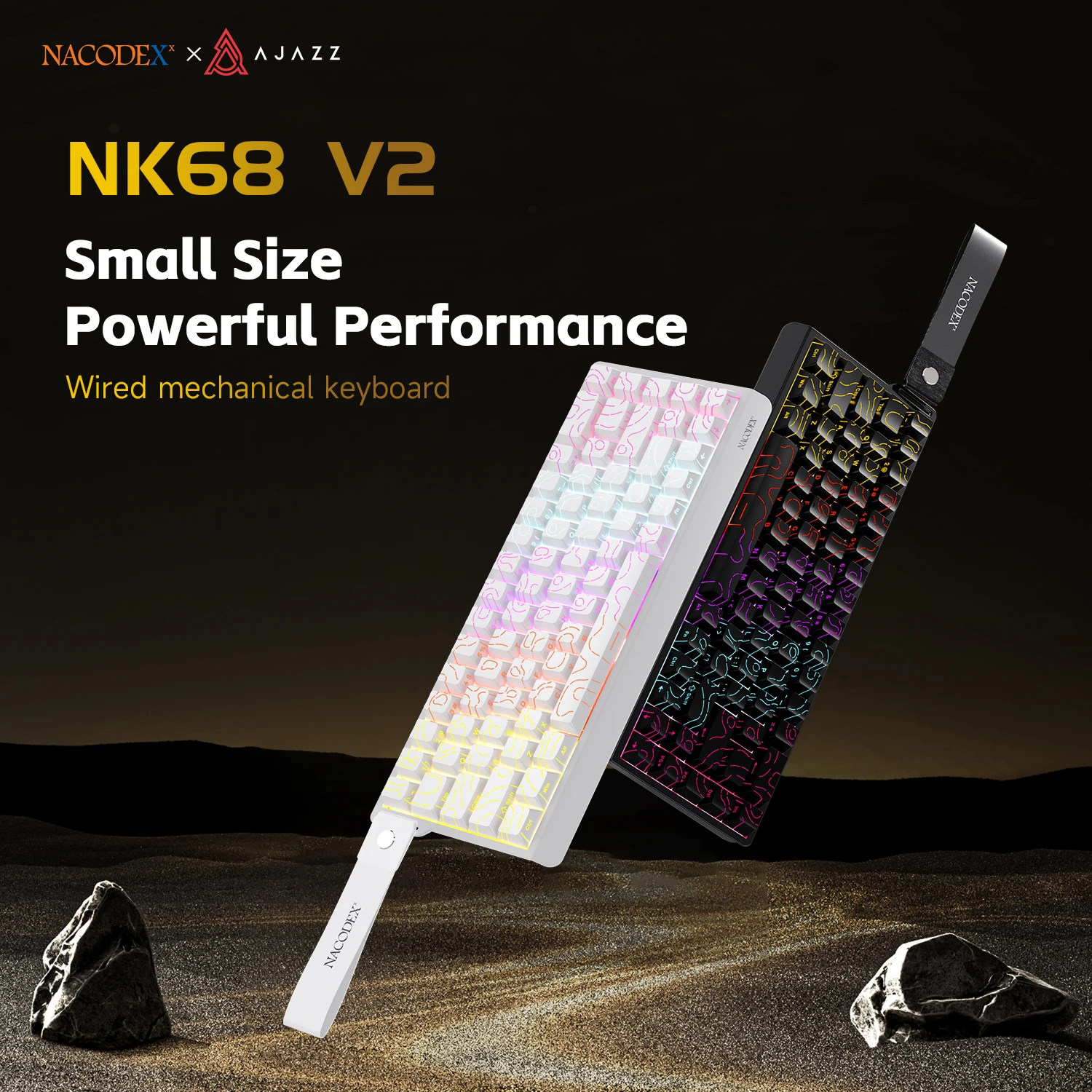 Ajazz NK68 V2 Hot Plug Mechanical Keyboard Red Switch 68 Key Wired Compact Gaming Keyboard Mixed Light DIY