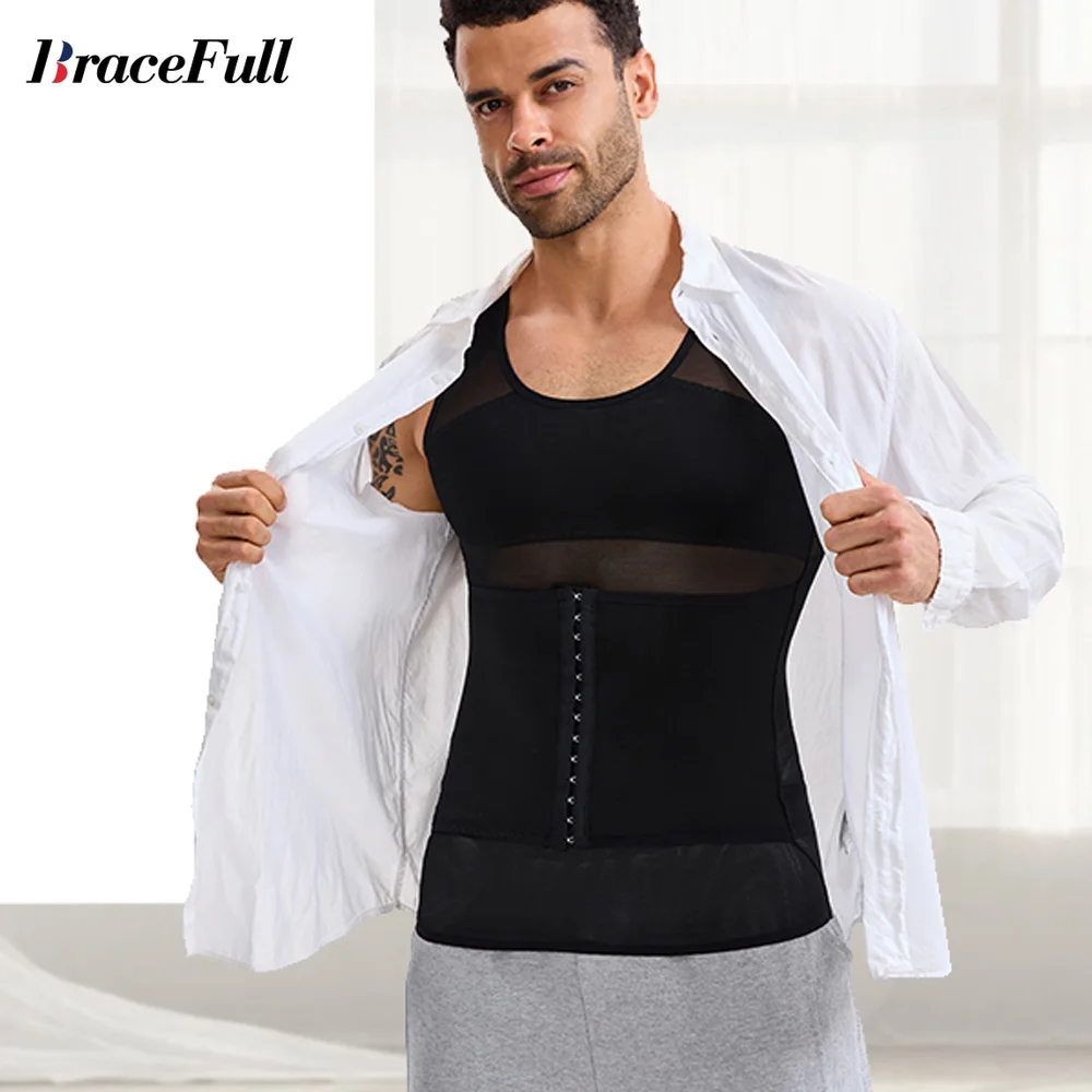 1PCS Posture Corrector Shapewear Vest for Men, Adjustable Elastic Button Slimming Shirt, Lightweight Tummy Control for Daily Use