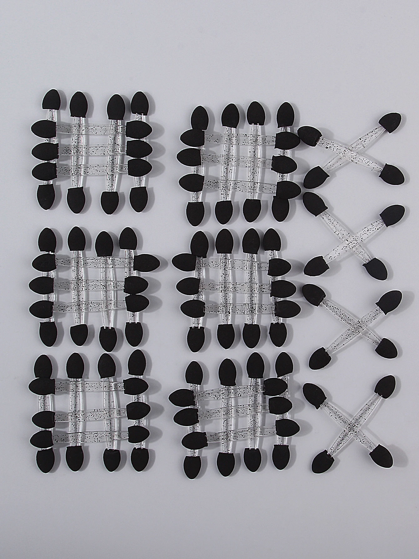 50 peças de bastões de sombra de esponja de duas cabeças não descartáveis, ferramentas de maquiagem para os olhos, bastões de esponja, bastões de beleza multifuncionais