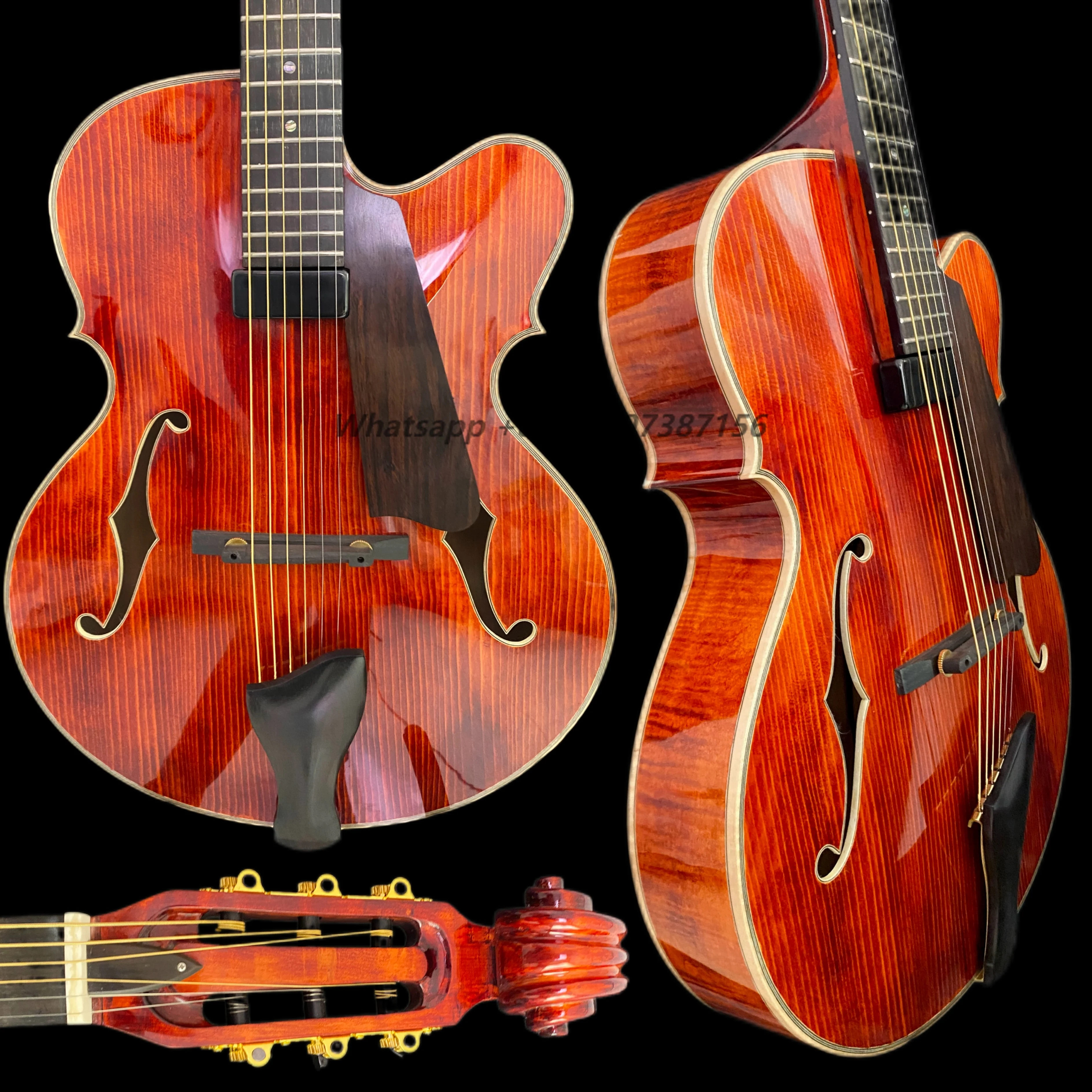 

Yunzhi YZ-19NYL Luthier Handcrafted 16" Jazz Electric Archtop Solid Mahogany Hollow Body Gloss Ebony Fingerboard Spruce Sunset