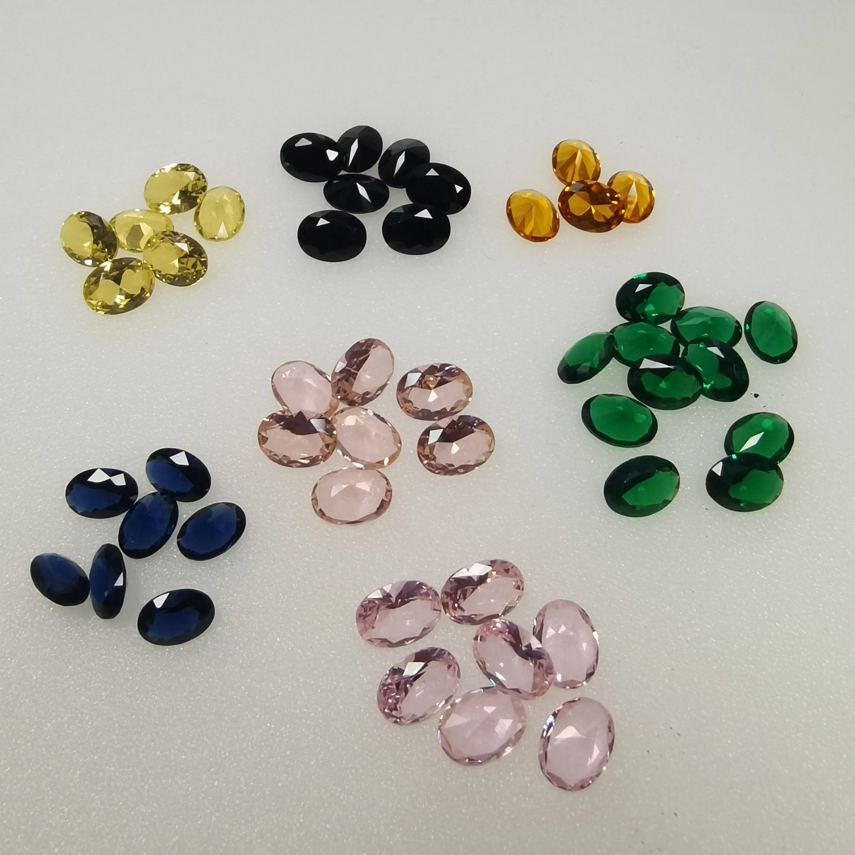 Oval shaped synthetic gemstone nano material  pink Golden Green Sea Blue Synthetic gemstone for jewelry inlay can be wax inlaid