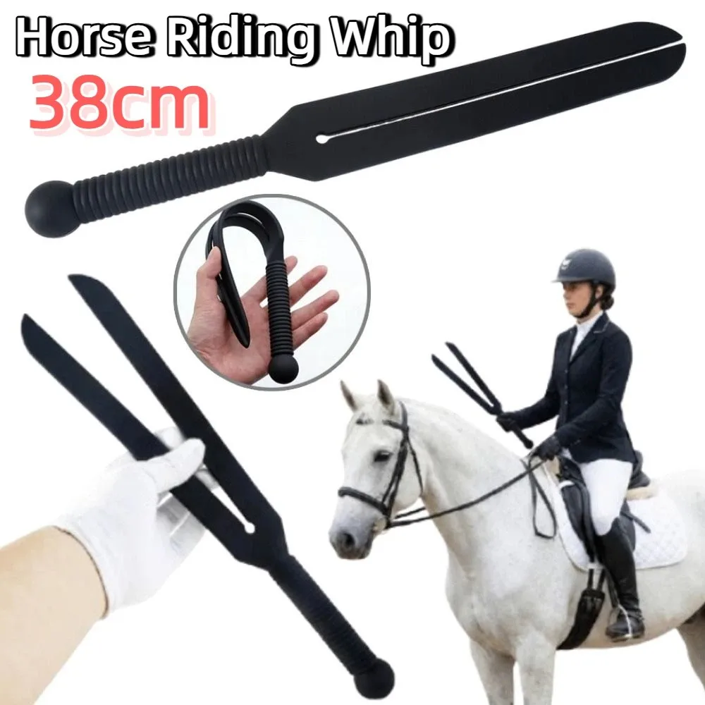 

Portable Horse Riding Whip Silicone with Handle Equestrian Training Pointer Black Wear-resistant Racing Riding Crop Couples Use