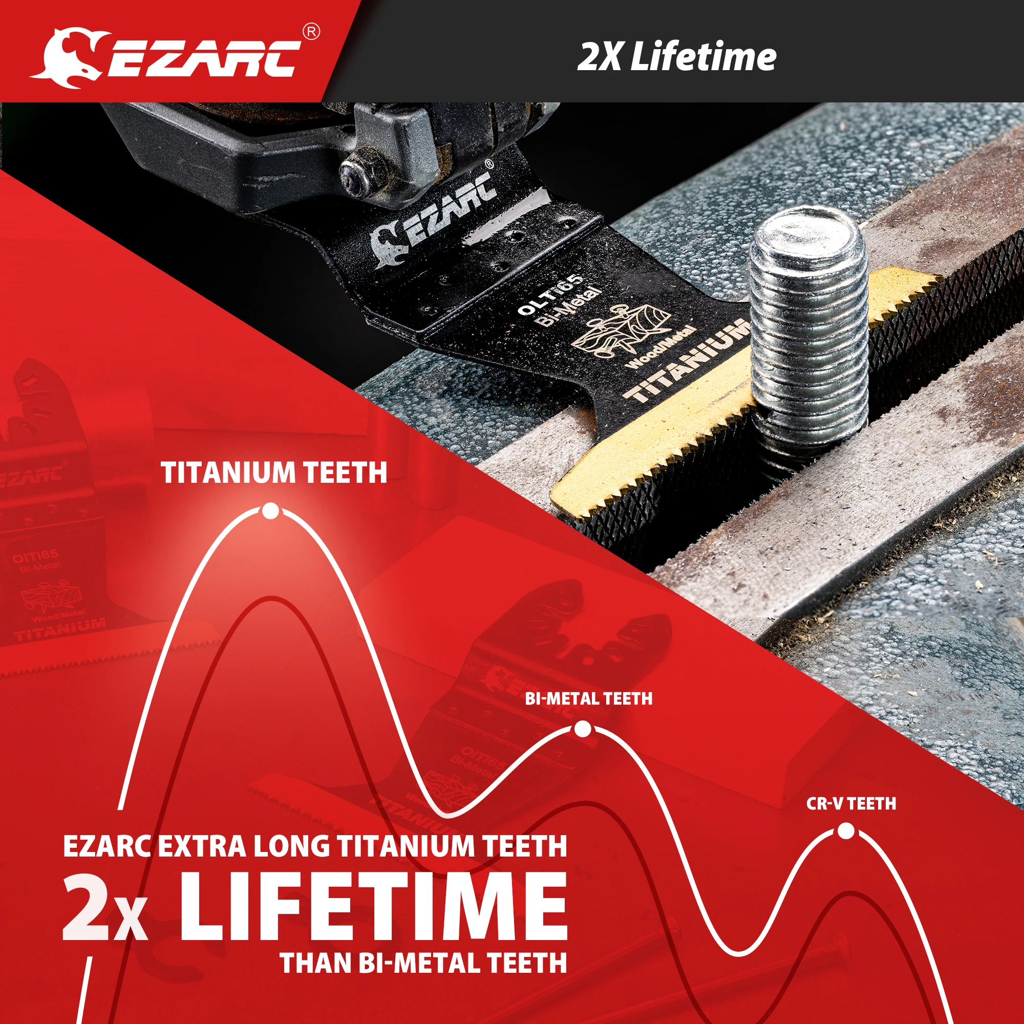 Imagem -05 - Ezarc-lâmina de Serra Oscilante de Titânio Bi-metálico Lâmina Multitool Estendida para Metal Pregos de Madeira Parafusos de Corte Plástico Pacote