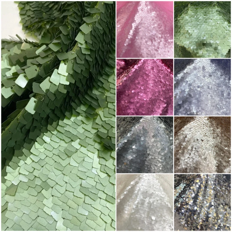 High‑Density Matte Fish Scale Sequins Embroidery Fabric Shiny Sequin Cloth for Garment Shoes Bags Hats DIY Sewing Material