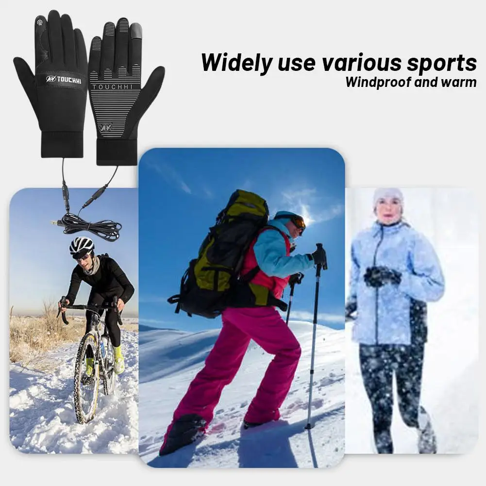 Motorrad handschuhe Winter warm beheizte Handschuhe USB wiederauf ladbare elektrisch beheizte Hand wärmer Touchscreen Outdoor-Ski handschuhe