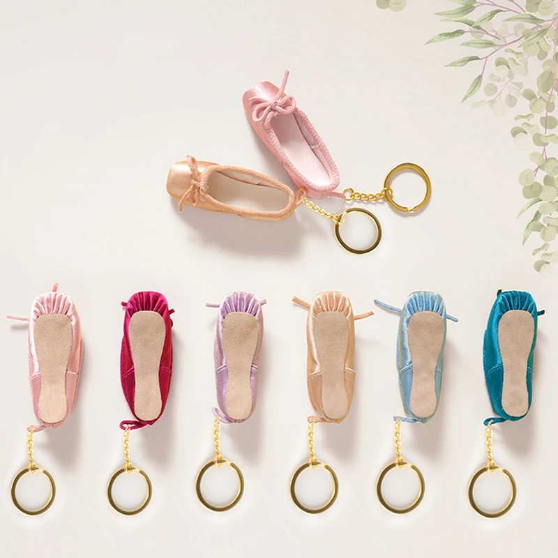 Mini Ballet Shoes Keychain Pointe Shoes Keyrings Handmade Pointe Shoe Charm Bag Penddant Gift For Dance Lovers