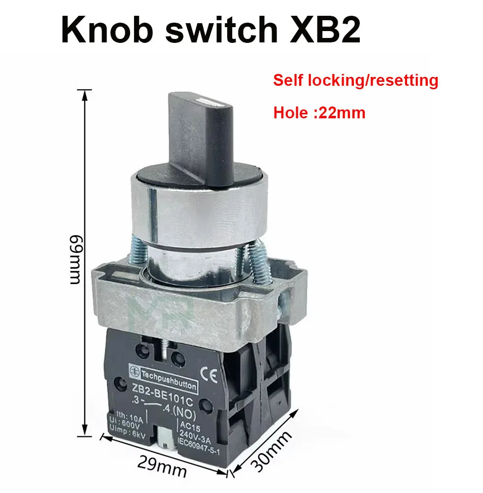 22mm XB2-BD21 BD23 BD25 BD33 BD45 BD53 1NO/2NO/1NO1NC 2/3 pozycję samozamykające/samodzielnego resetowania przełącznik pokrętło przełącznika