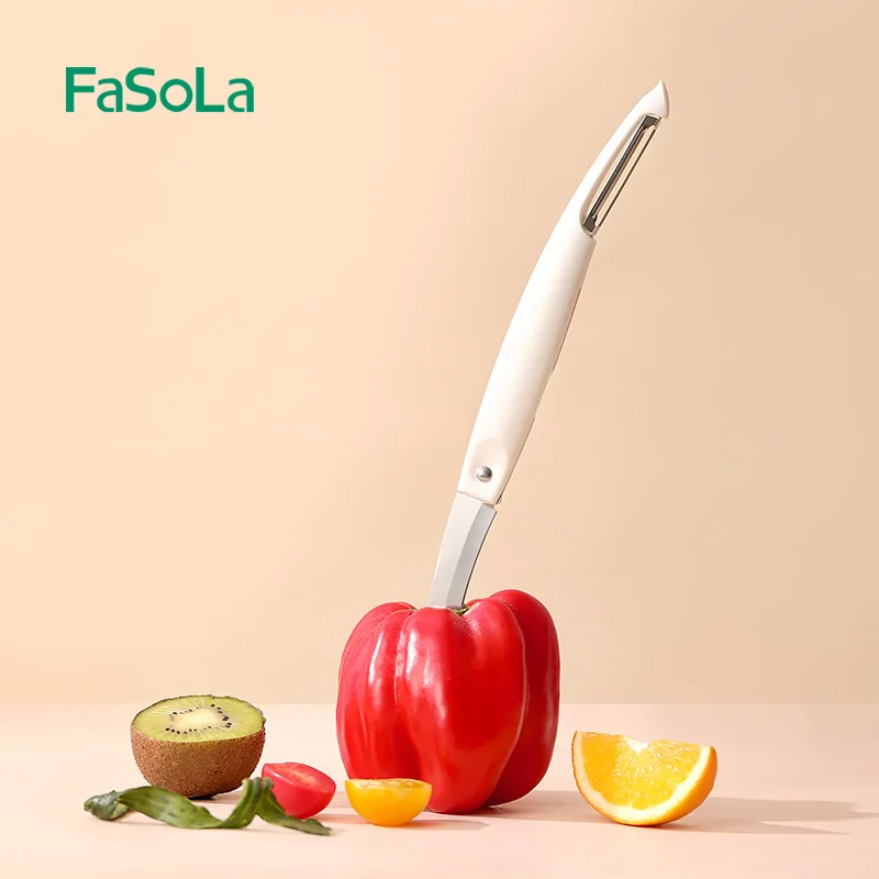 FaSoLa Vegetable Peeler with Knife Sharp Stainless Steel Blade Apple Food Peeler Kitchen Gadgets