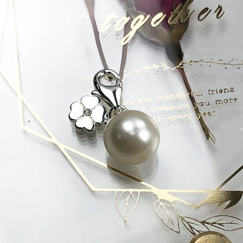 Charm Pendant Pearl & CloverLeaf Women Brand New Trendy 925 Sterling Silver Gift