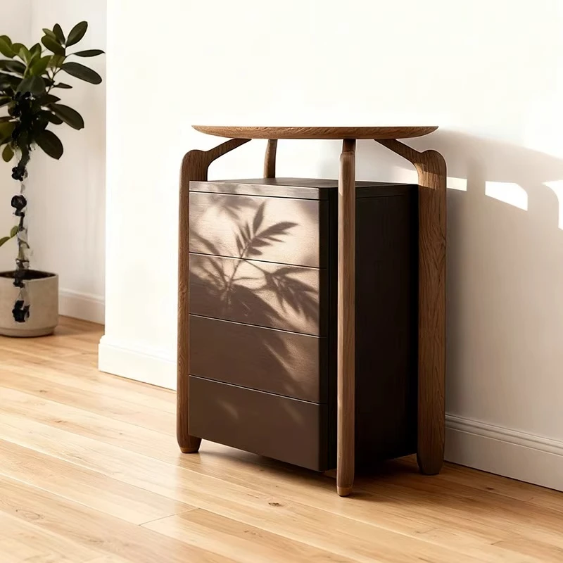 

Simple four-chest cabinet solid wood storage cabinet living room bedroom locker modern North American black walnut drawer cabine
