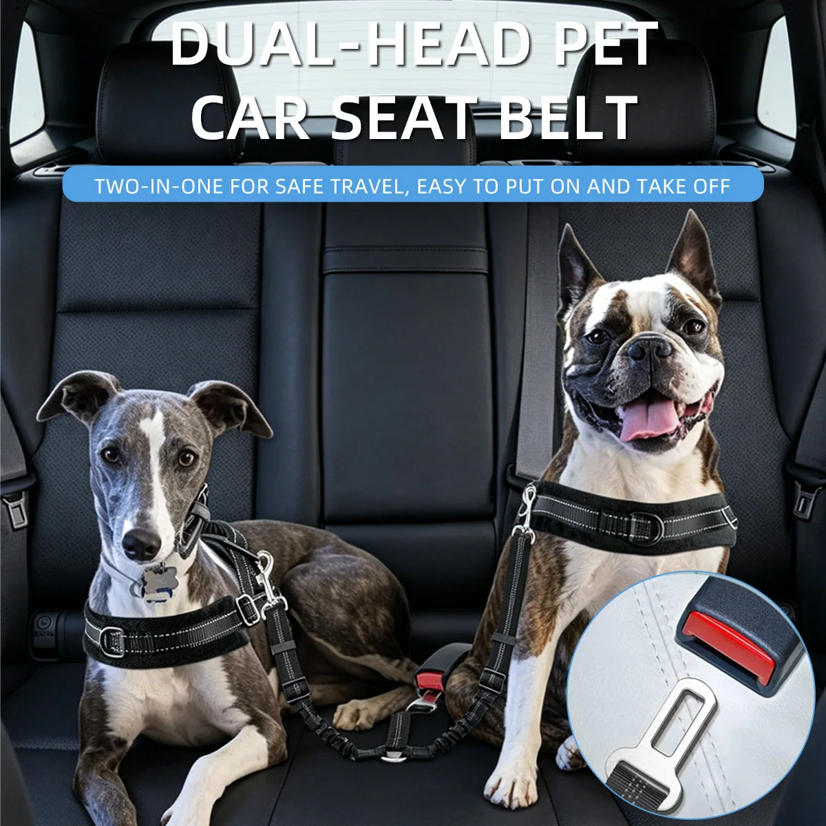 Pet Seat Vehicle Dog Harness Lead Clip Adjustable Pet Cat Dog Car Seat Belt Safety Lever Traction Dog Collars Dog Accessories