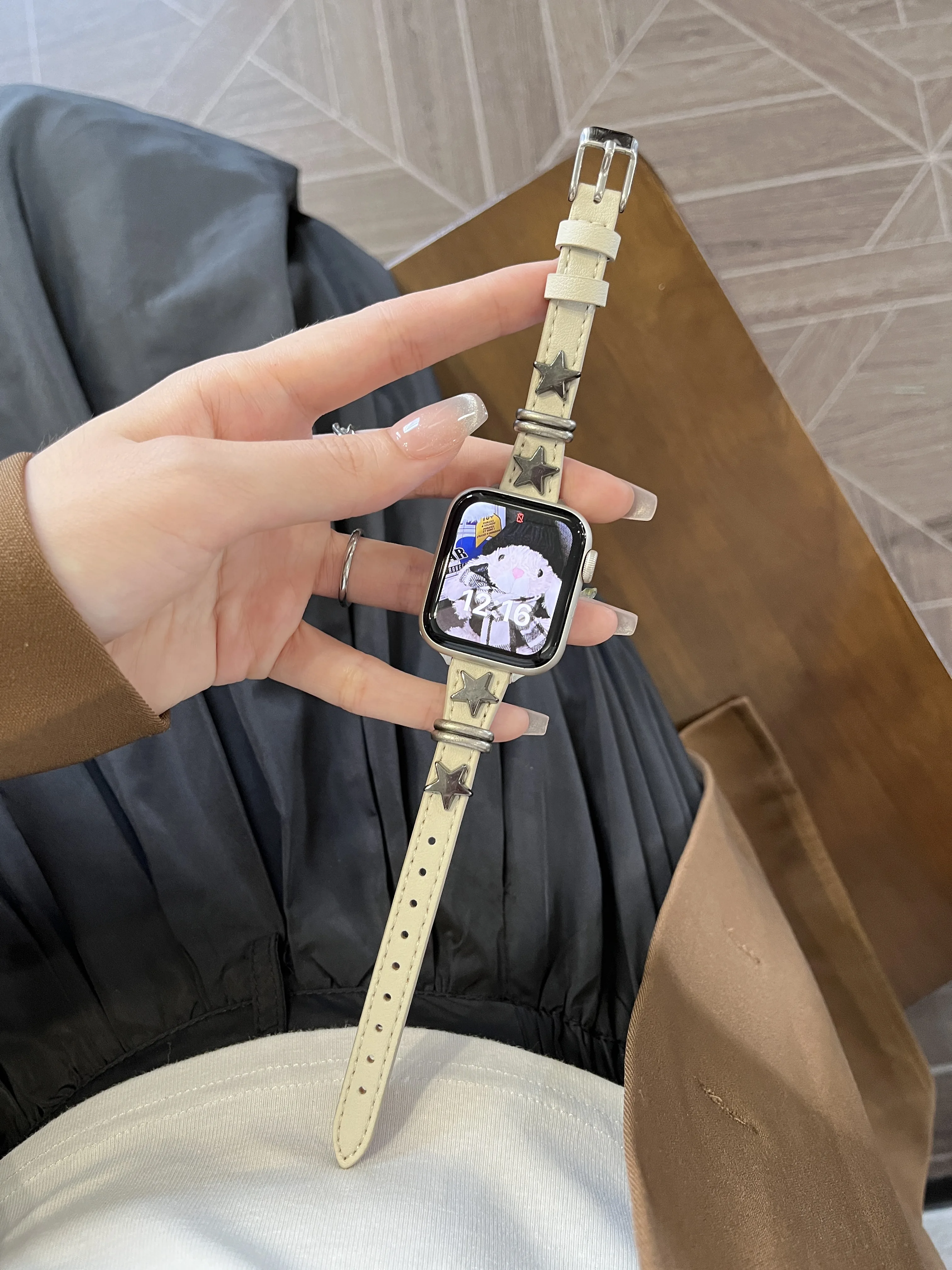 حلقة جلدية نجمة لساعة أبل الفرقة النساء الترا 10/9/8/7/6/5/4/3/2/1 SE 38 مللي متر 40 مللي متر 41 مللي متر 42 مللي متر 44 مللي متر 45 مللي متر 46 مللي متر