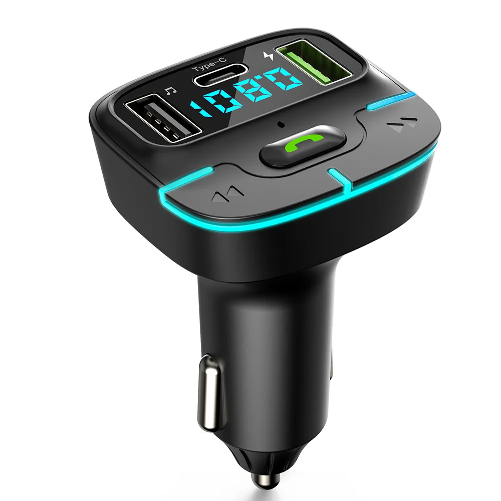 GZ03 Автомобильное зарядное устройство с двумя USB-портами Bluetooth 5,3 Автомобильный MP3-плеер FM-передатчик Быстрая зарядка Автомобильный комплект громкой связи с одной клавишей
