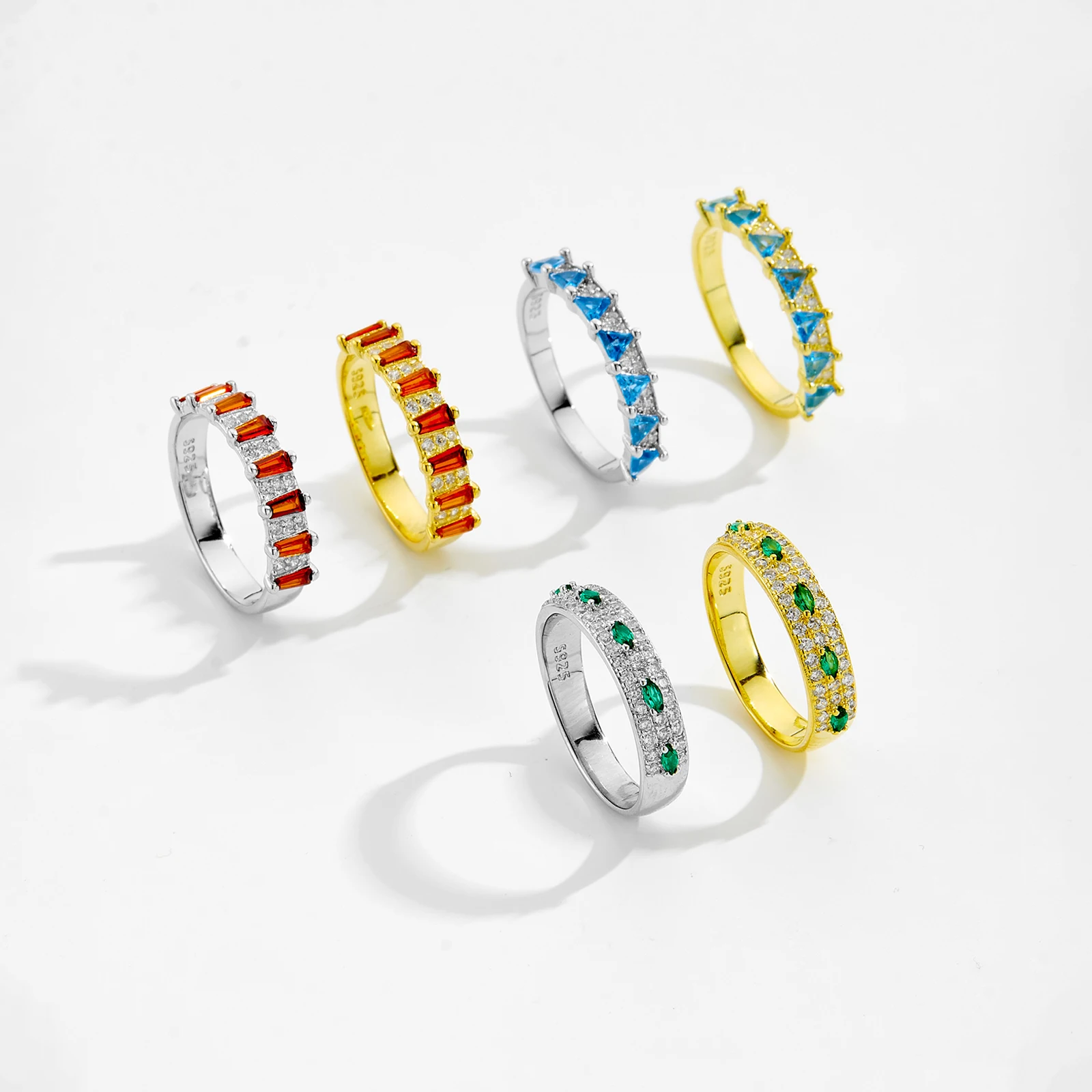 ANDYWEN 925 Sterling Silver Chic Geometric Triangle Square Marquise Multicolor Zircon Ring  Exquisite Luxury for Daily Wear