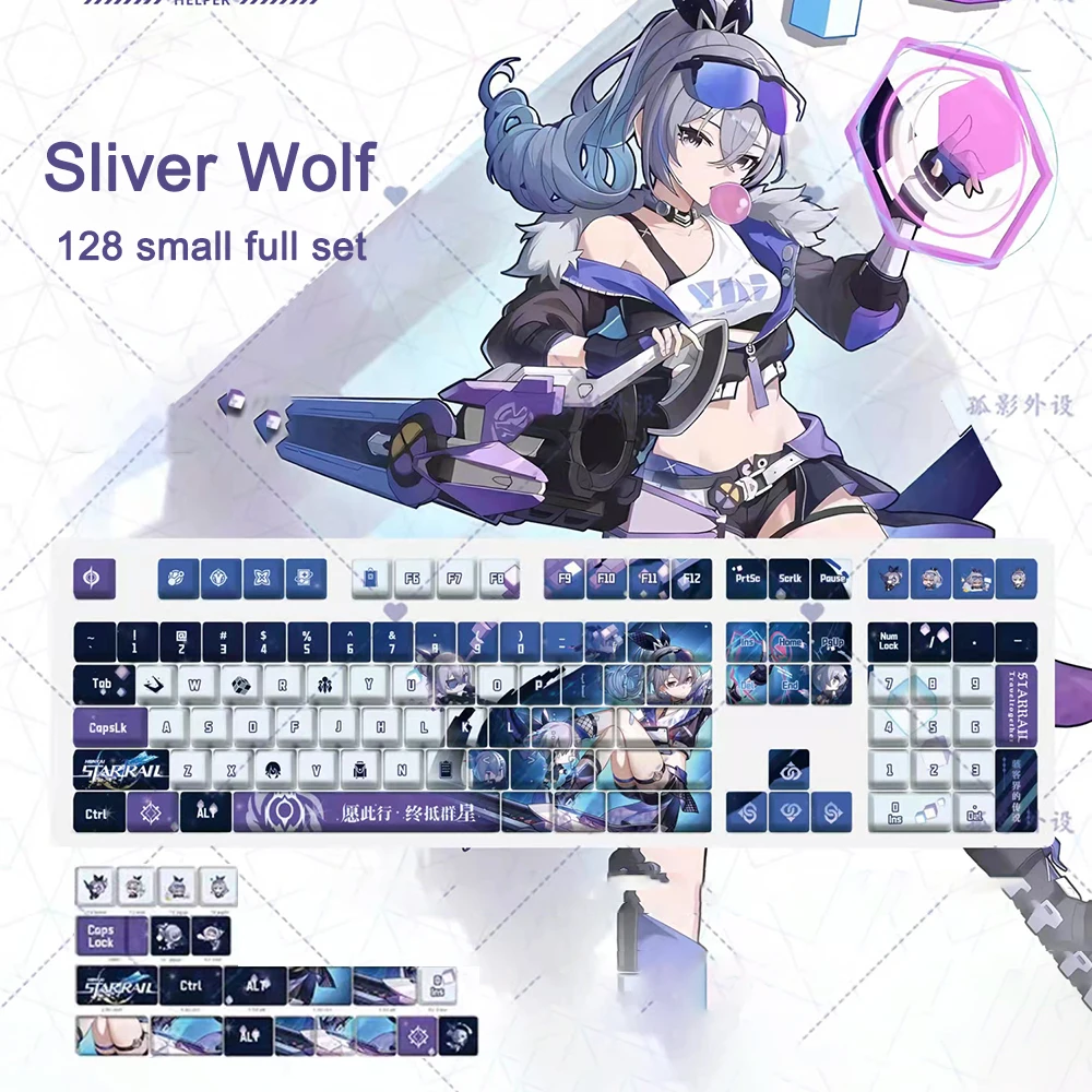 Honkai Impact 3 Keycaps Elysia Anime Pbt Vijfzijdige Dye Sublimatie Keycaps Voor Diy Mechanisch Toetsenbord 128 Toets Spel Randapparaat