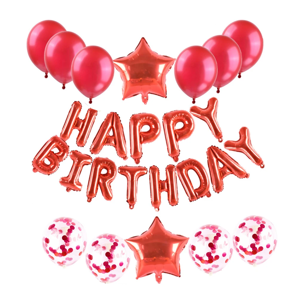 

26 pcs Birthday Decorative Balloons Set 16 Inch Kids Party Wedding Balloons Sequin Solid Color Balloon Kit