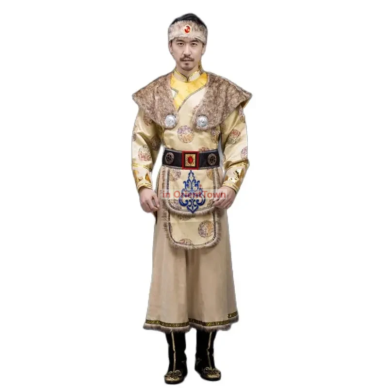Costume popolare mongolo per uomo Abbigliamento per prateria Danza nazionale Abbigliamento per spettacoli teatrali Inverno asiatico